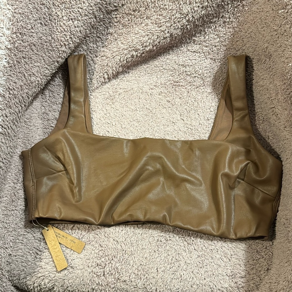 NWT Skims Faux Leather Bralette Jasper Color Size 2X